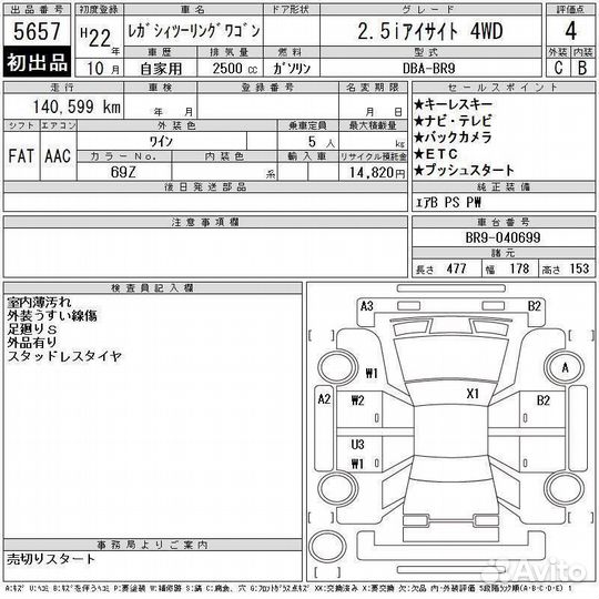 Накладка на стоп-сигнал Subaru Legacy BR9 EJ25