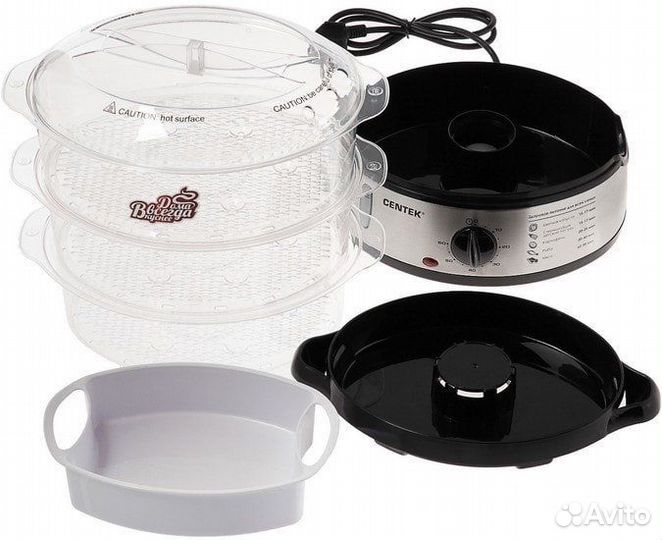 Пароварка centek CT-1457 9л, 800Вт, стальной корпу