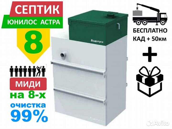 Септик Юнилос Астра 8 миди самотечная с доставкой