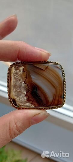 Брошь старинная натуральный агат СССР