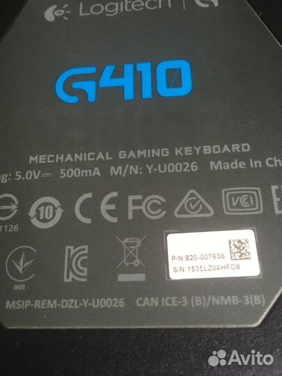 Клавиатура Logitech G G410