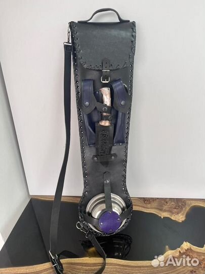 Шампура в колчане кожаном Топор Нож Чашки