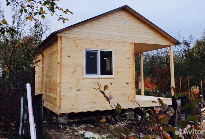 Баня из мини бруса с установкой 2*5 метра