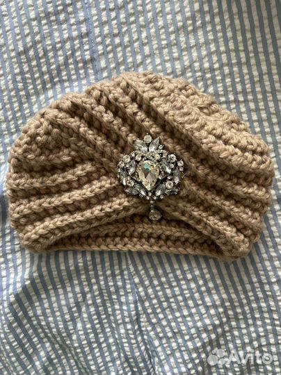 Шапка чалма с брошью