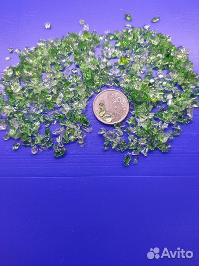 Стеклянная крошка, битое стекло прозрачное цветное