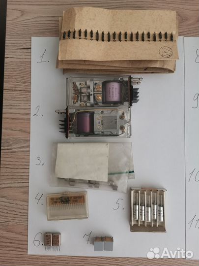 Радиодетали:диоды, реле, конденсаторы, транзисторы