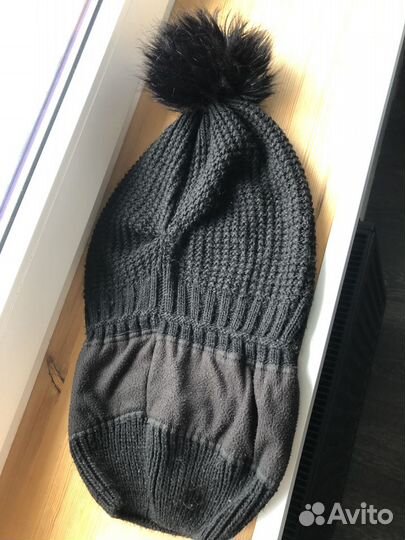 Шапка зимняя чёрная с флисом тёплая