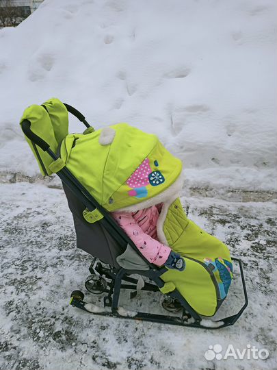 Санки коляска Ника 7 2 с колесами