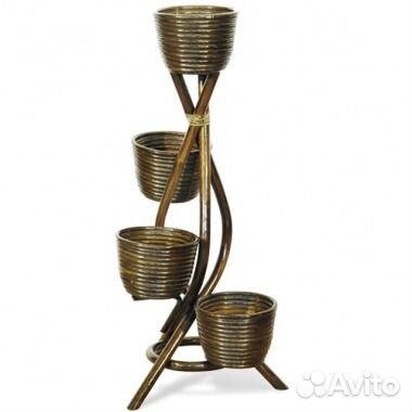 Подставка стойка для цветов ротанг на 4 горшка
