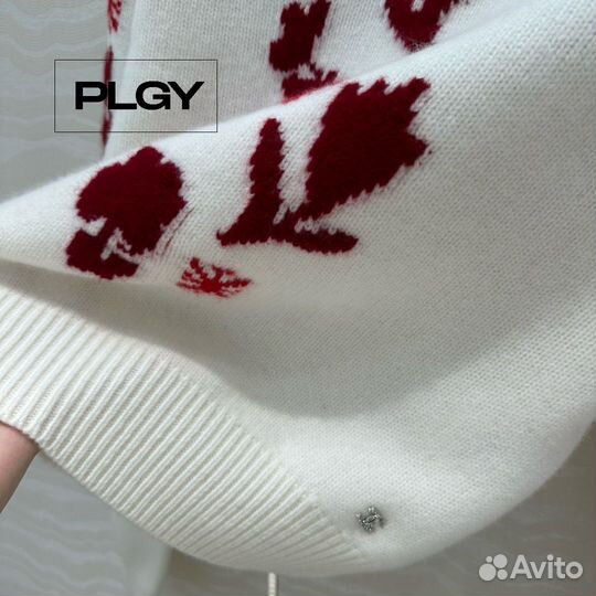 Chanel белая водолазка с флоральным принтом