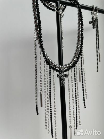 Колье чокер серьги гранж цепи крест тренд 2024