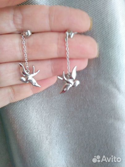 Серьги hot diamonds, серебро с бриллиантами, кольц