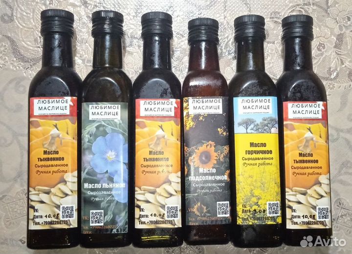 Масло горчичное, кунжутное, льняное, кедровое