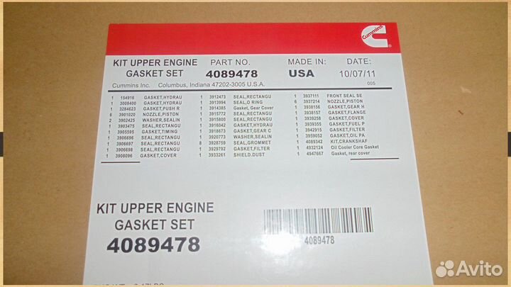 Комплект прокладок верхний Cummins QSM, ISM, M11