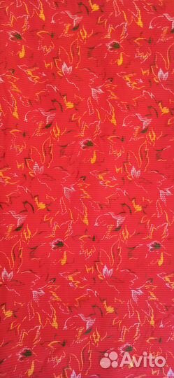 Ткань. Вельвет СССР 84, 5 на 272 Красный с цветами