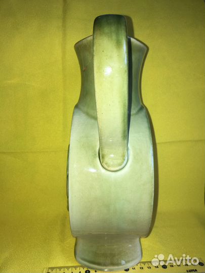 Кувшин СССР большой зеленый с ручкой колосья