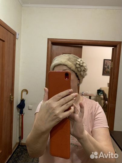 Шапка женская норковая цвет колотый лед