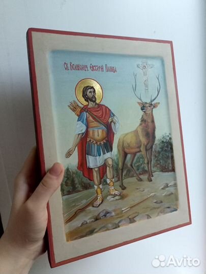 Икона св.Евстафия Плакиды. Рукописная