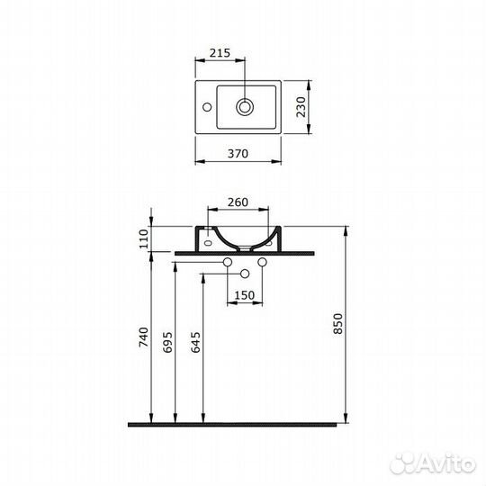 Раковина berges Small, 37х23 см, отверстие под см