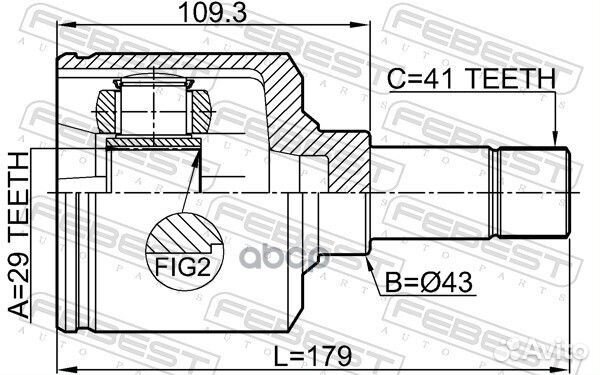 ШРУС внутренний левый 29X43X41 подходит для fiat