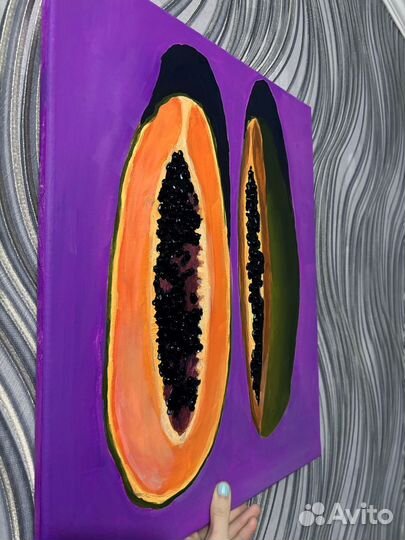 Картина акрилом на холсте Папайя