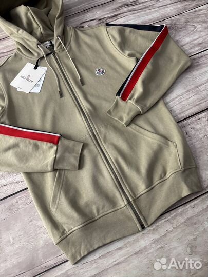 Зип худи Moncler бежевый мужской