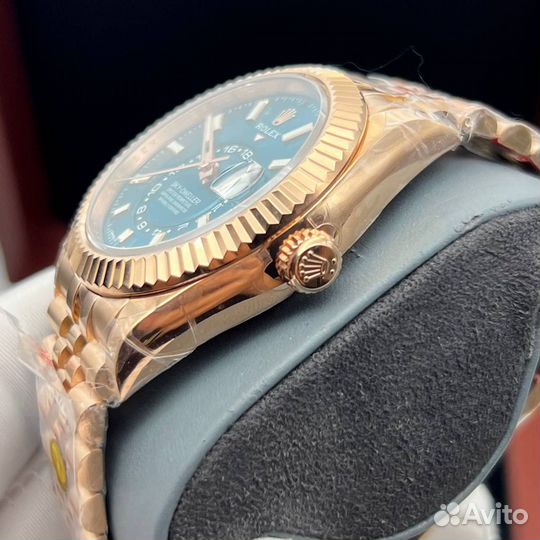 Rolex Sky Dweller blue gold часы