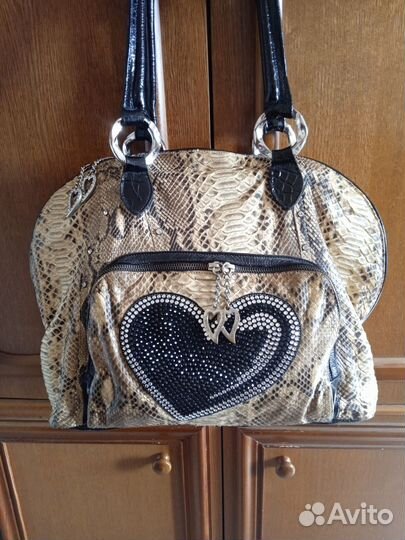 Сумка женская из натуральной кожи питона и клатч