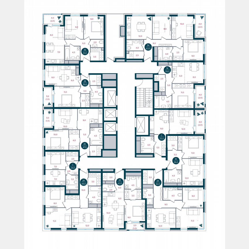 2-к. квартира, 42 м², 22/32 эт.