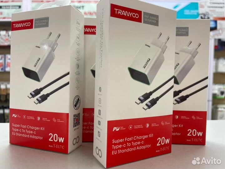 Зарядное Устройство Tranyoo EU7 + Кабель Type-c-Ty