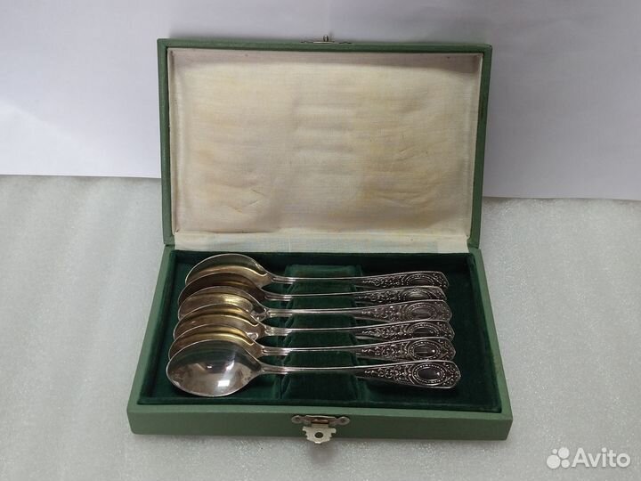 Набор чайных ложек в коробке. Мельхиор Кольчугино