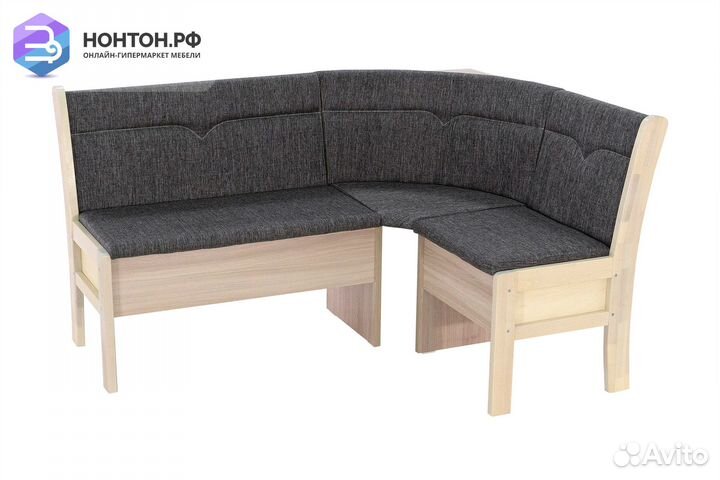 Кухонный угловой диван Этюд 2-1 серый / выбеленная