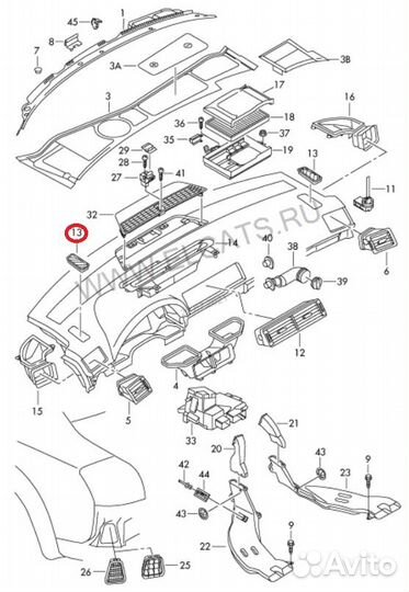 Решётка обдува стекла левая Audi A4 B7 8EC BLB