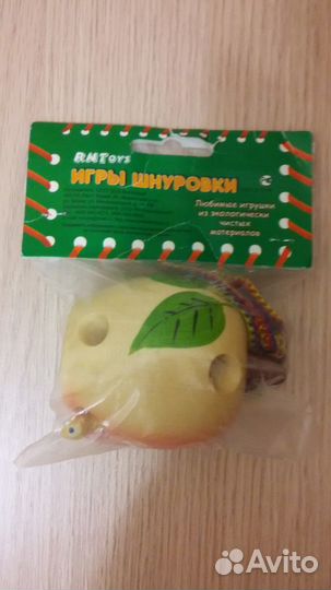 Игра - Шнуровка Яблоко с червячком (деревянная)