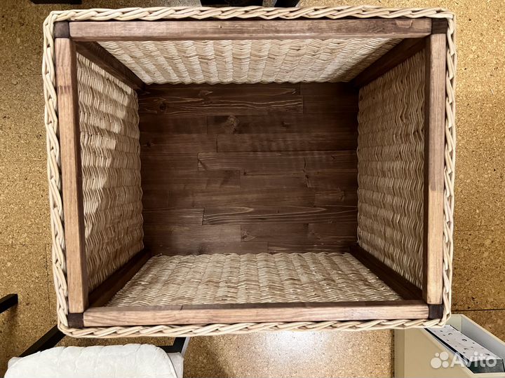 Плетёная корзина-сундук из эко лозы 50*40*40