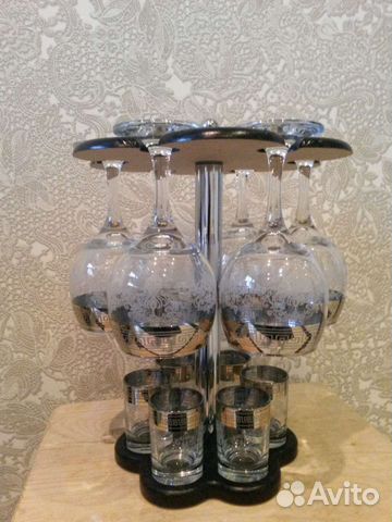 Набор бокалов и рюмок с подставкой, в коробке