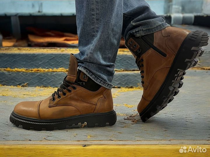 Зимние ботинки в стиле timberland кожаные