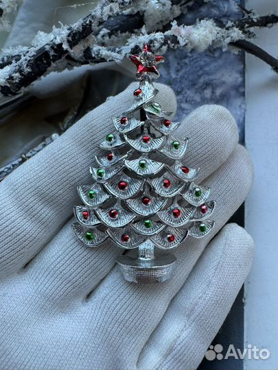 Винтажная брошь Елочка