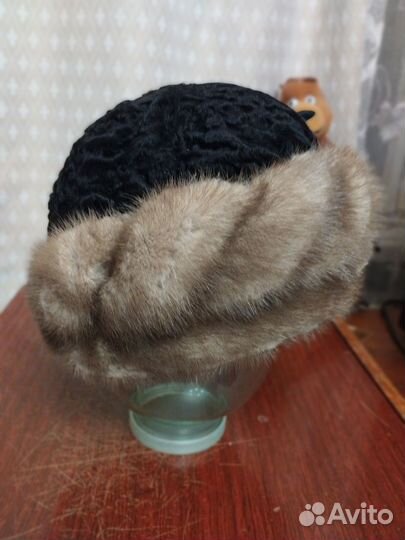 Шапка женская из норки и каракуля