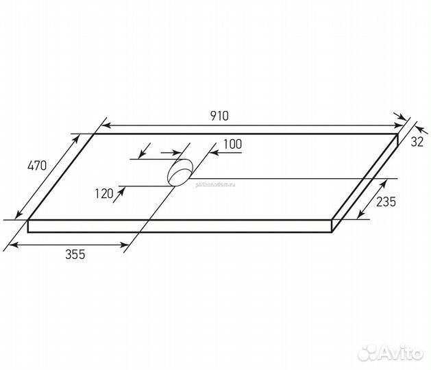 Столешница Mixline Аврора-90 под умывальник Гамма-56 белая (533842)