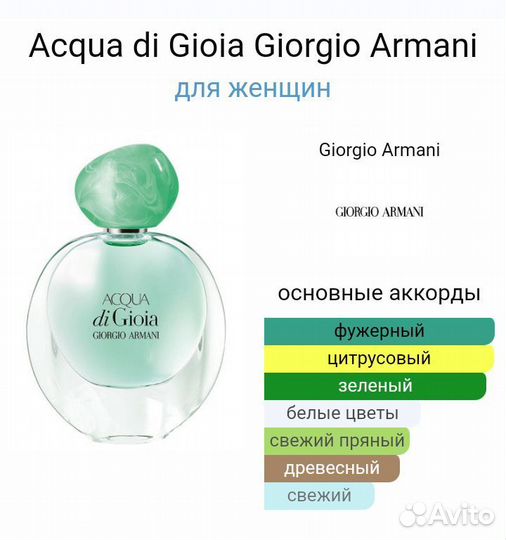 Giorgio Armani Acqua di Gioia духи тестер 50 мл