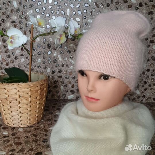 Шапка Бини на весну из пуха норки