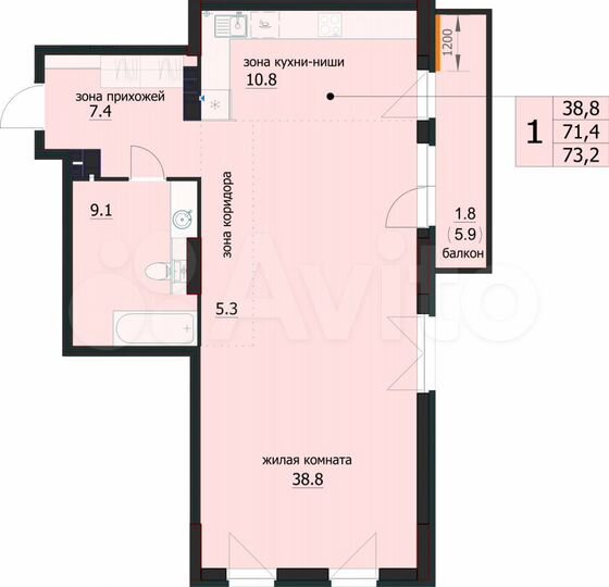 3-к. квартира, 54,8 м², 9/12 эт.