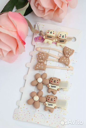 Набор резинок и заколок для волос 6 шт