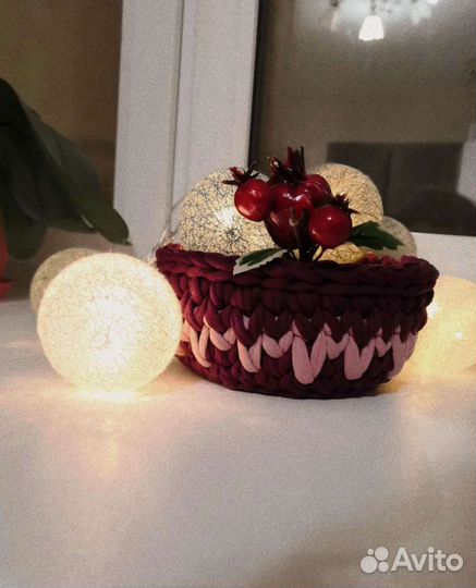 Корзинка из трикотажной пряжи