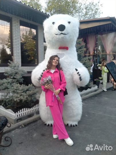 Белый ростовой медведь поздравление большой мишка