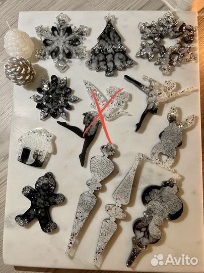 Елочные игрушки из эпоксидной смолы