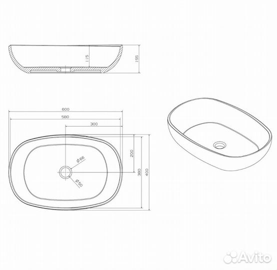 Раковина накладная прозрачная оливковая