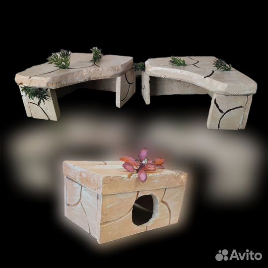 Укрытие, поилки и миски в террариум