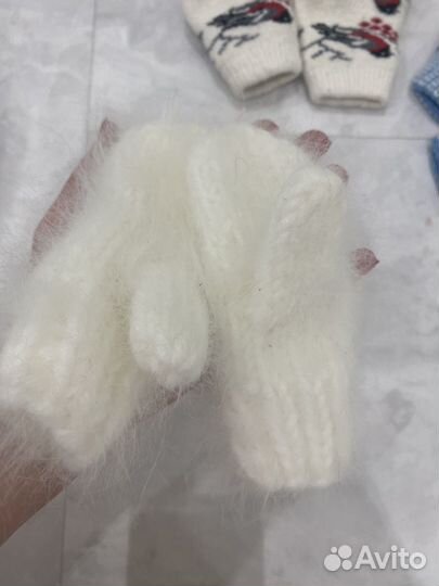 Детские шерстяные варежки